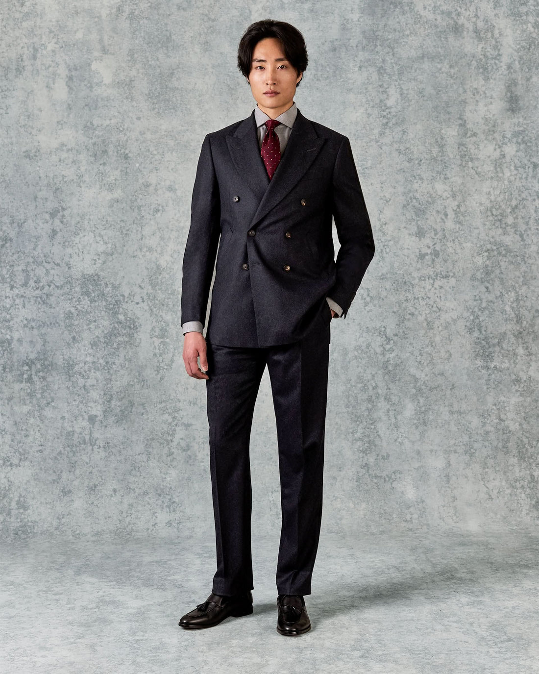 Bowles Double Breasted Suit Grey Flannel