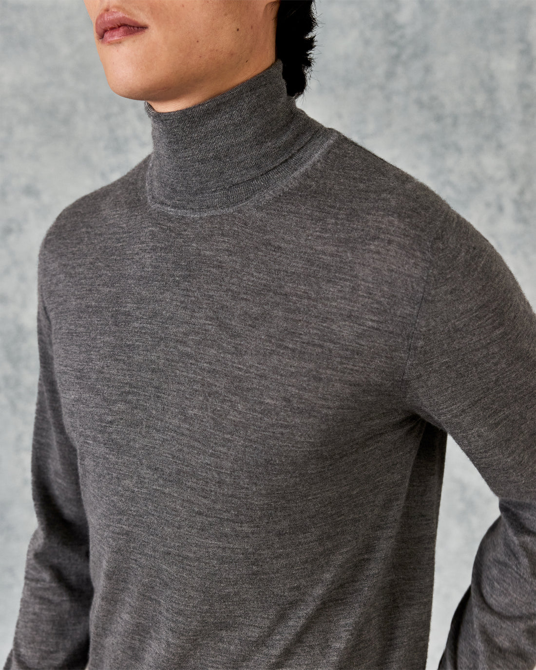 Cashmere Knitted Roll Neck Grey