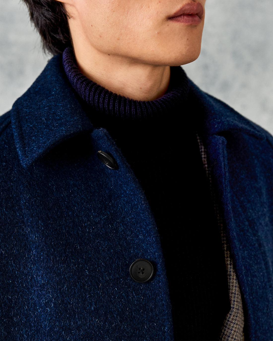 Harry Wool &amp; Mohair Blue Plain Raglan Coat