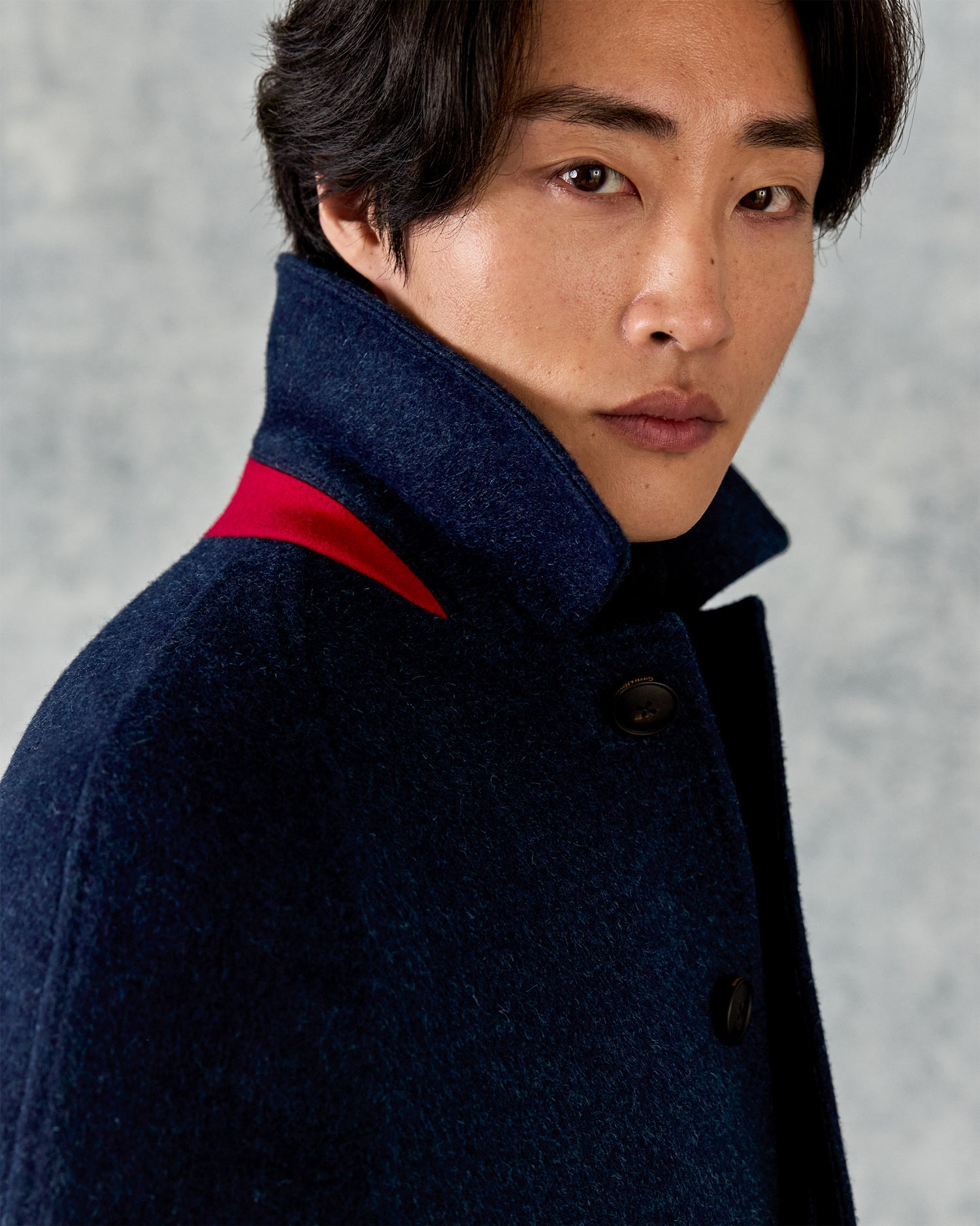 Harry Wool &amp; Mohair Blue Plain Raglan Coat