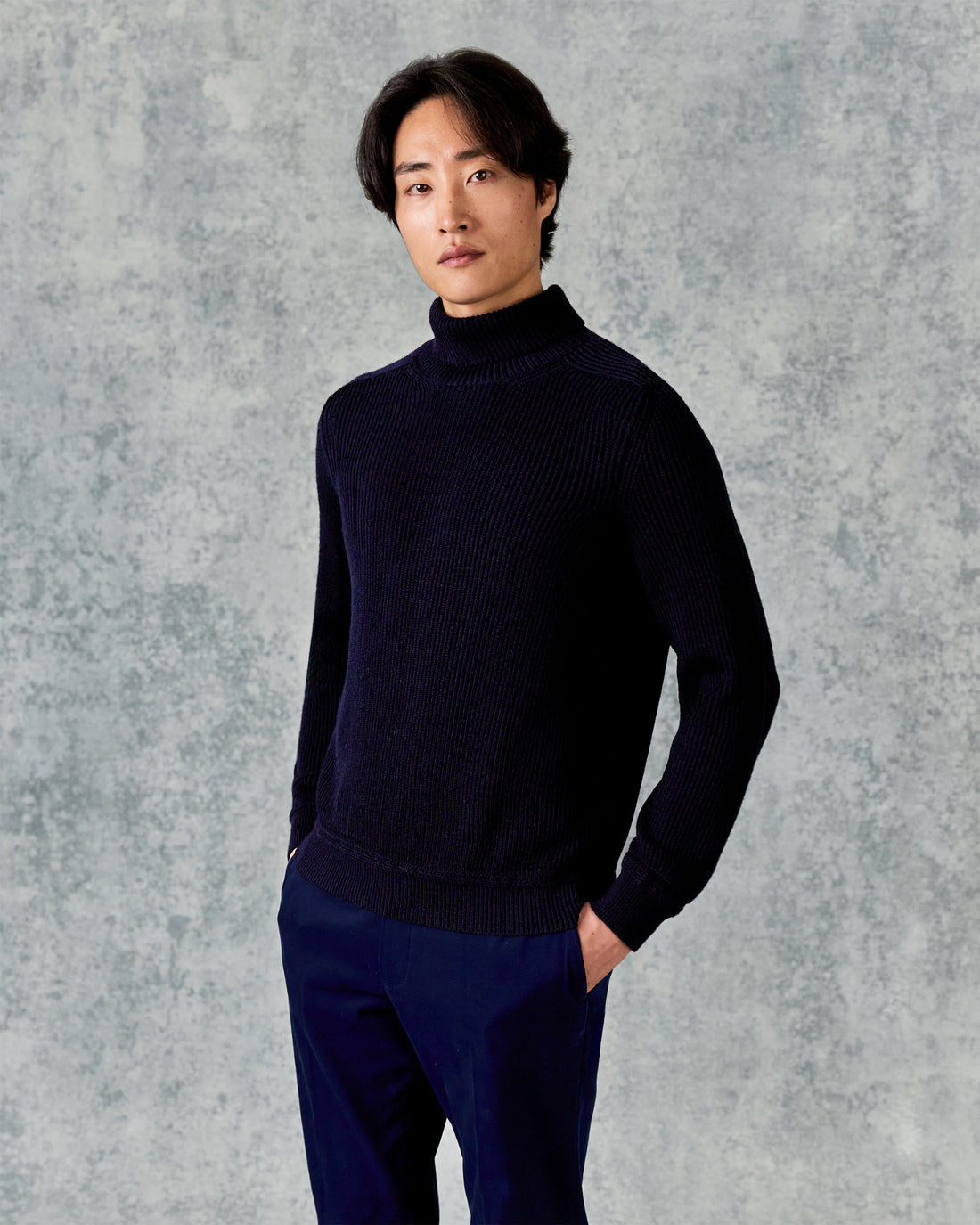 Denison Chunky Knit Roll Neck Dark Navy