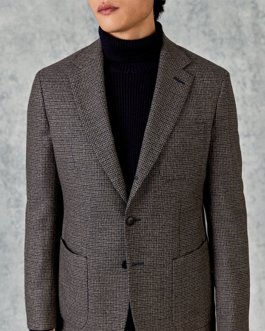 Evans Virgin Wool Brown Shepherd Check Blazer