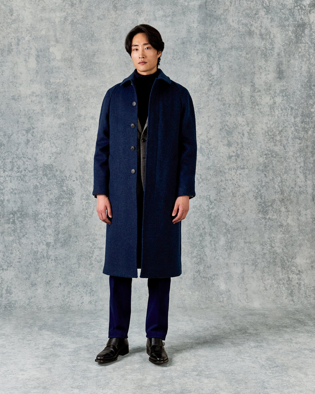 Harry Wool &amp; Mohair Blue Plain Raglan Coat