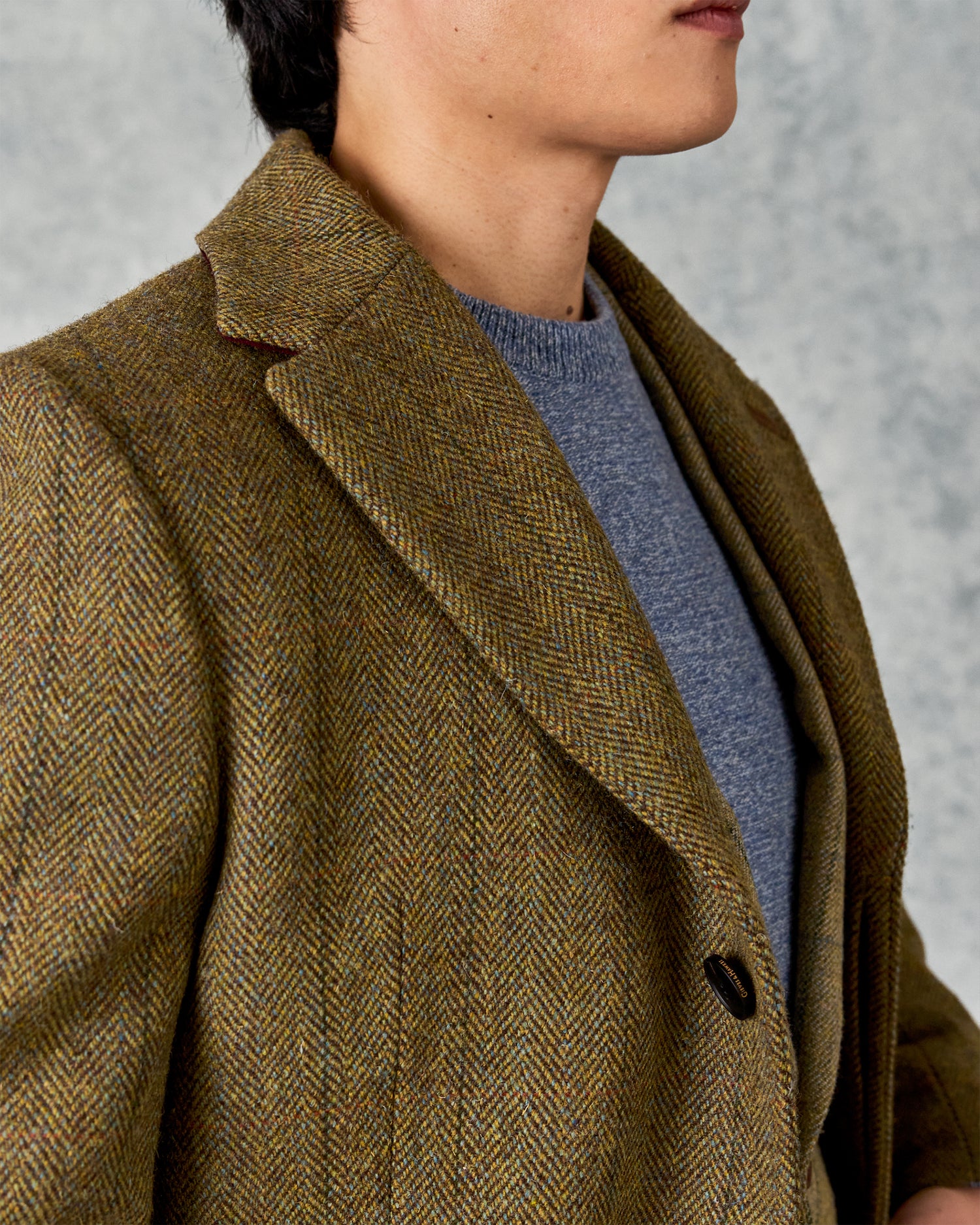 Garth Car Coat Green Herringbone