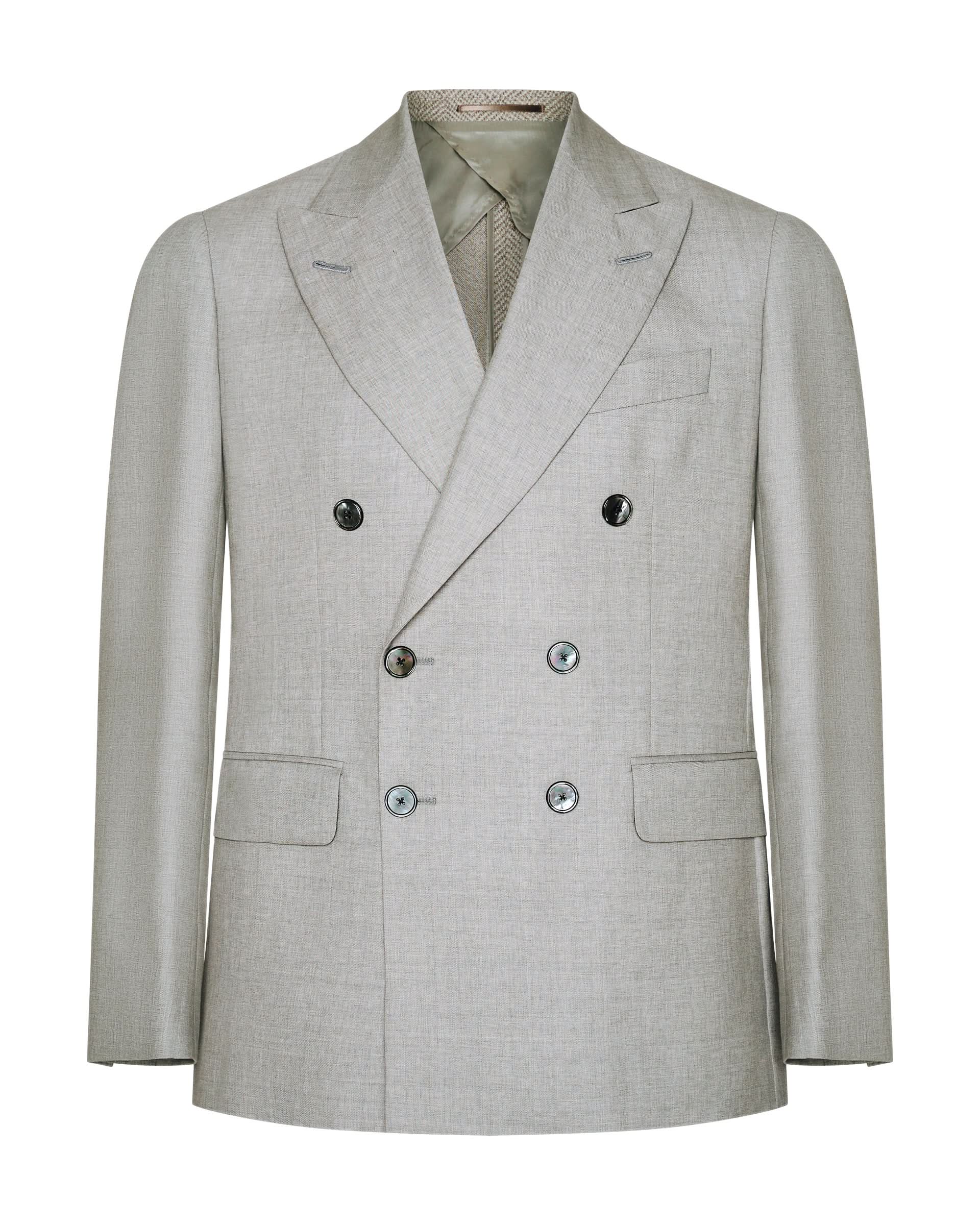 Livingstone Virgin Wool Double Breasted Suit Jacket Light Grey