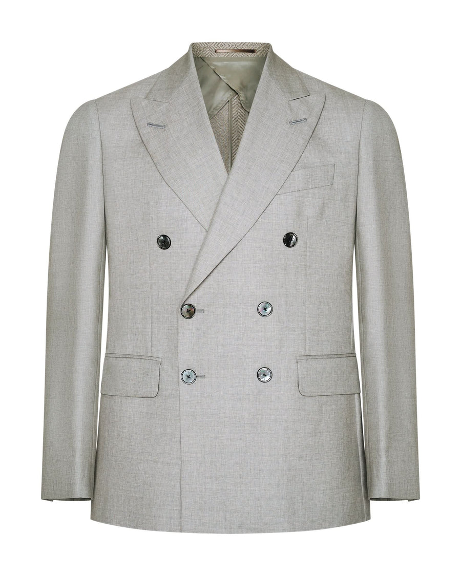 Livingstone Virgin Wool Double Breasted Suit Jacket Light Gray