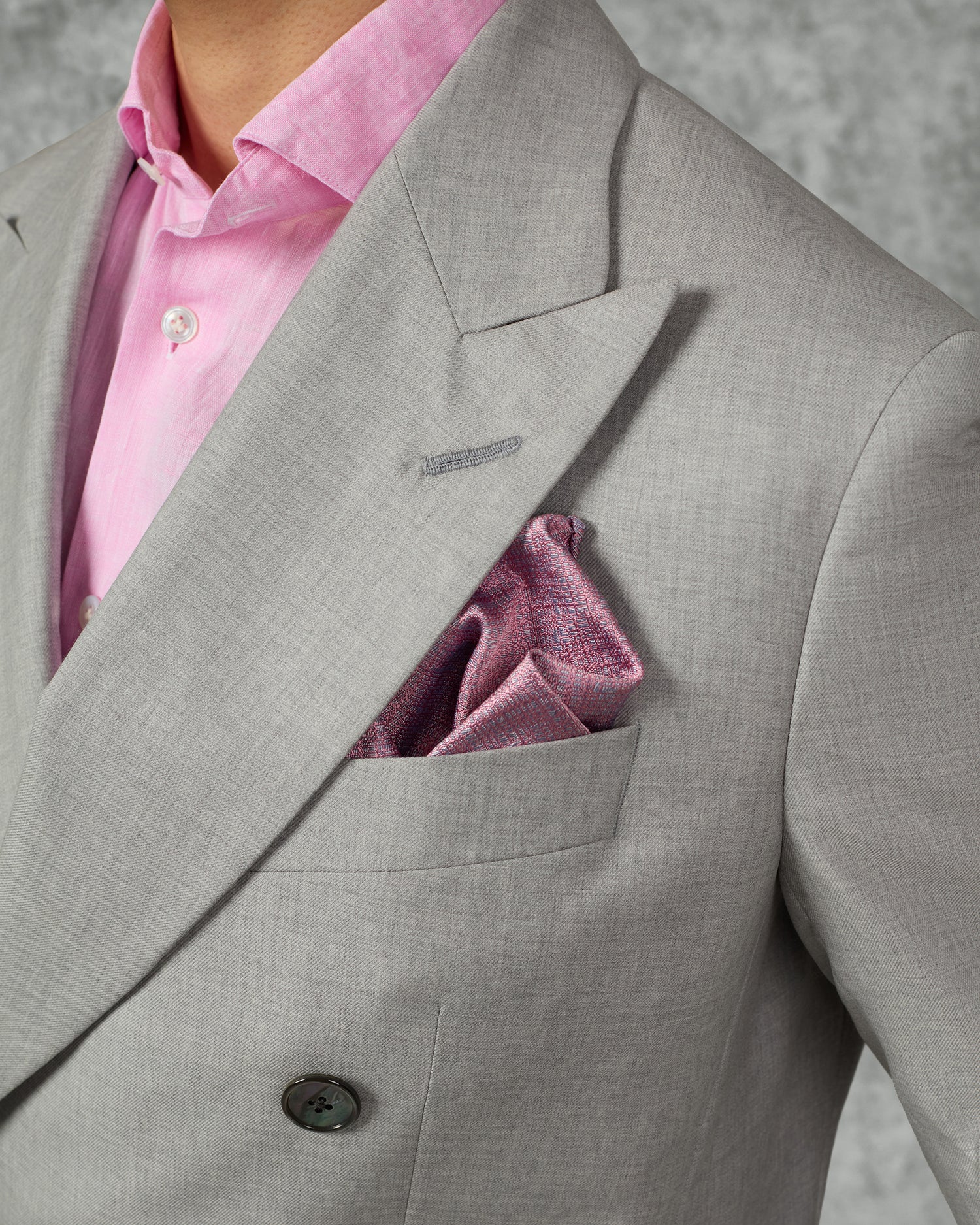 Livingstone Virgin Wool Double Breasted Suit Jacket Light Grey