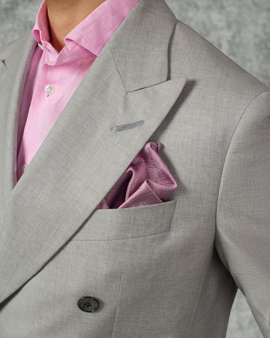 Livingstone Virgin Wool Double Breasted Suit Light Gray