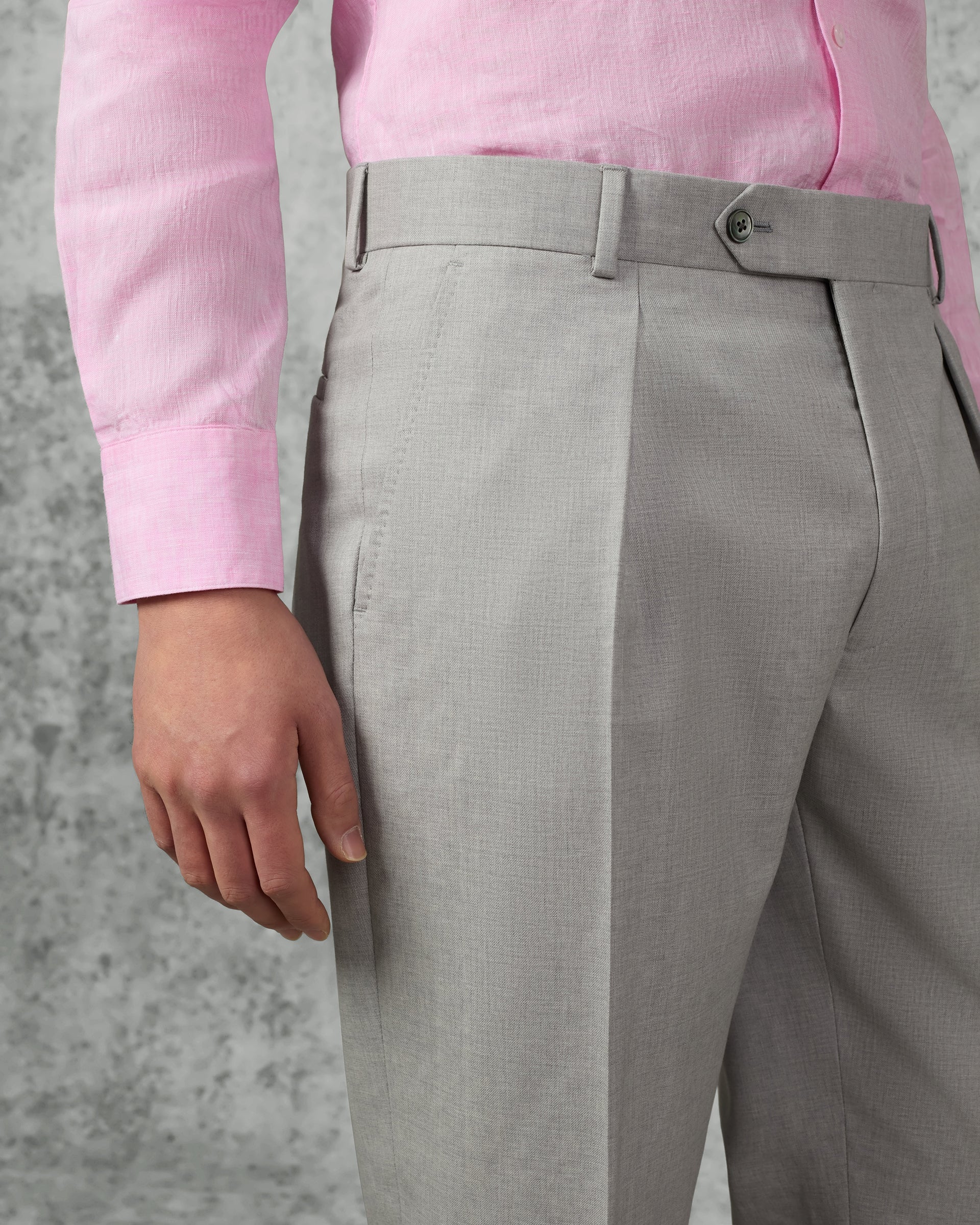 Livingstone Virgin Wool Pleat Trouser Light Grey