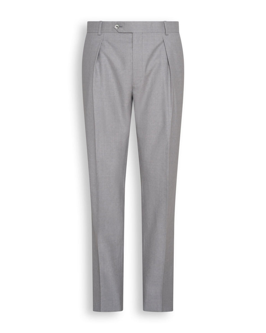 Livingstone Virgin Wool Pleat Pant Light Gray