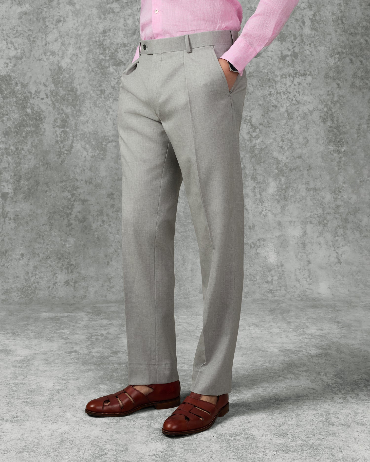 Livingstone Virgin Wool Pleat Trouser Light Grey