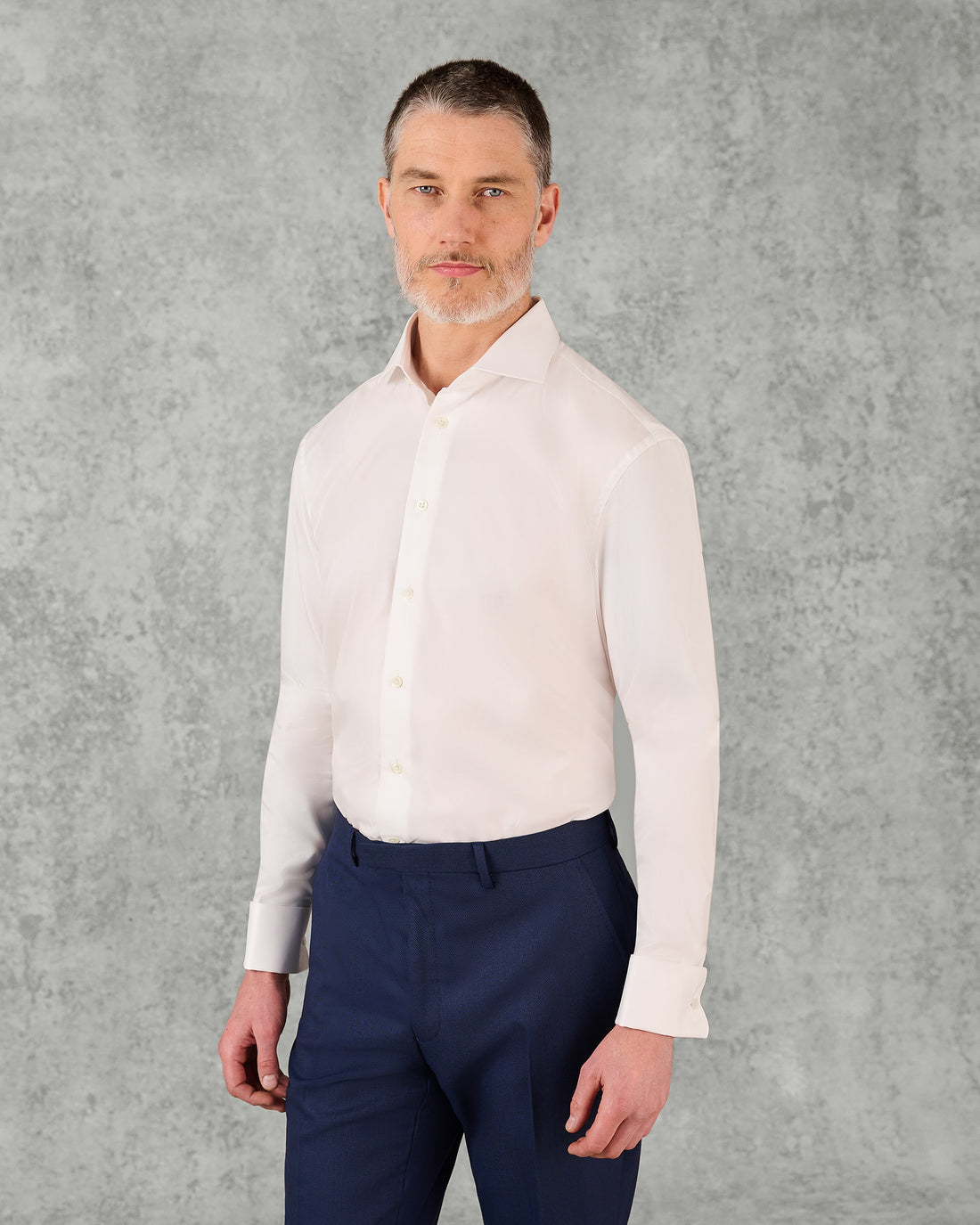 Mawbey Cotton Twill Double Cuff Shirt White
