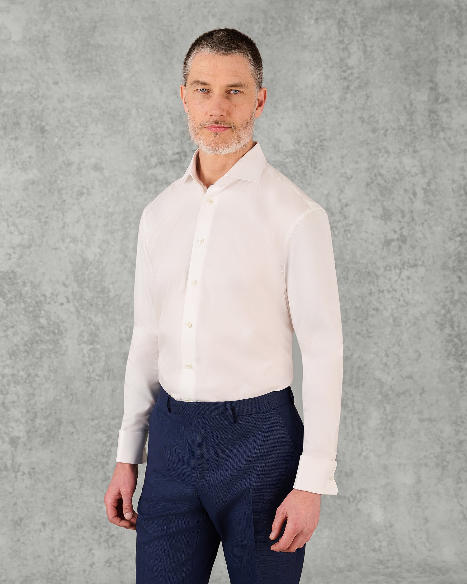 Mawbey Cotton Twill Double Cuff Shirt White