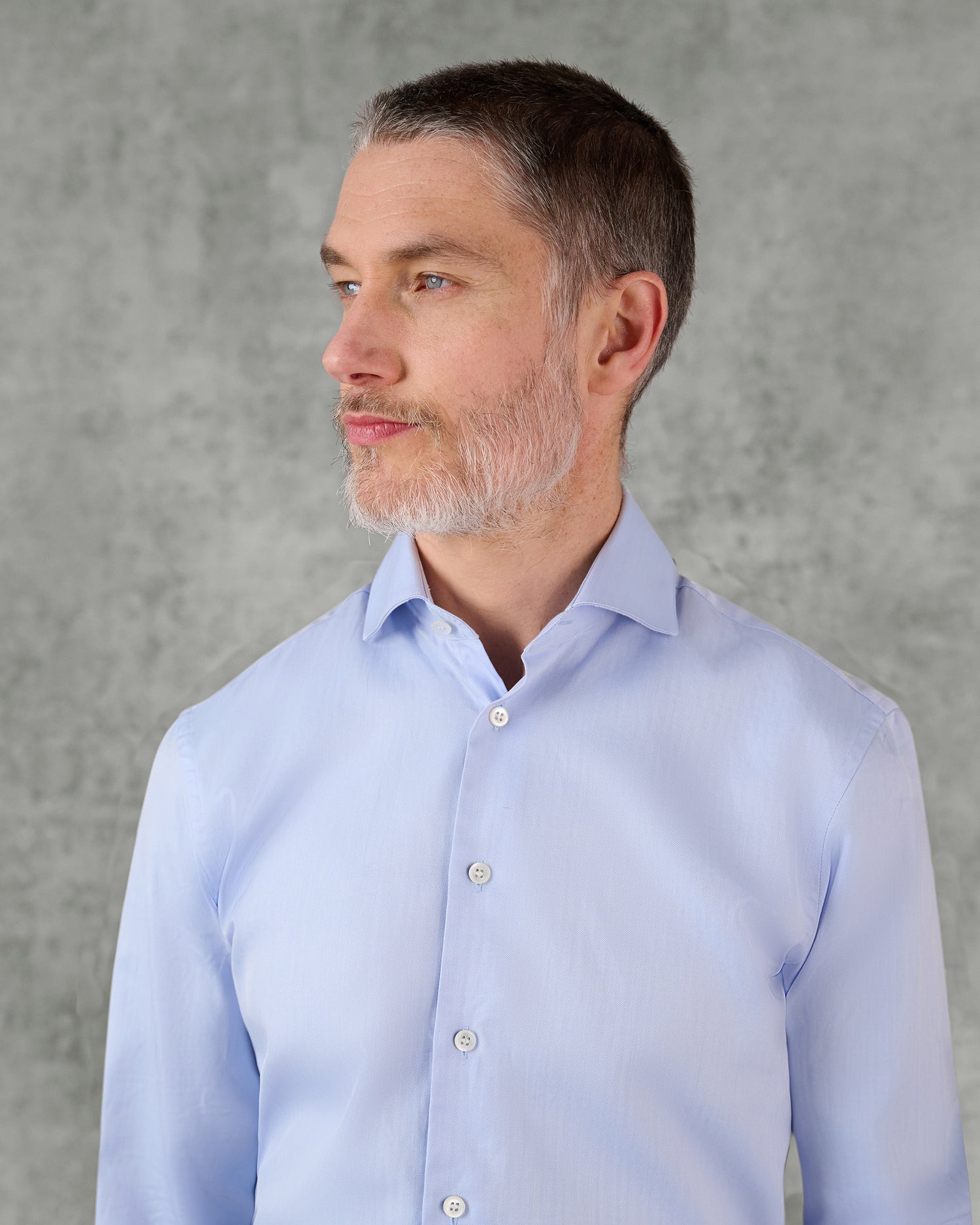 Mawbey Cotton Herringbone Double Cuff Shirt Blue