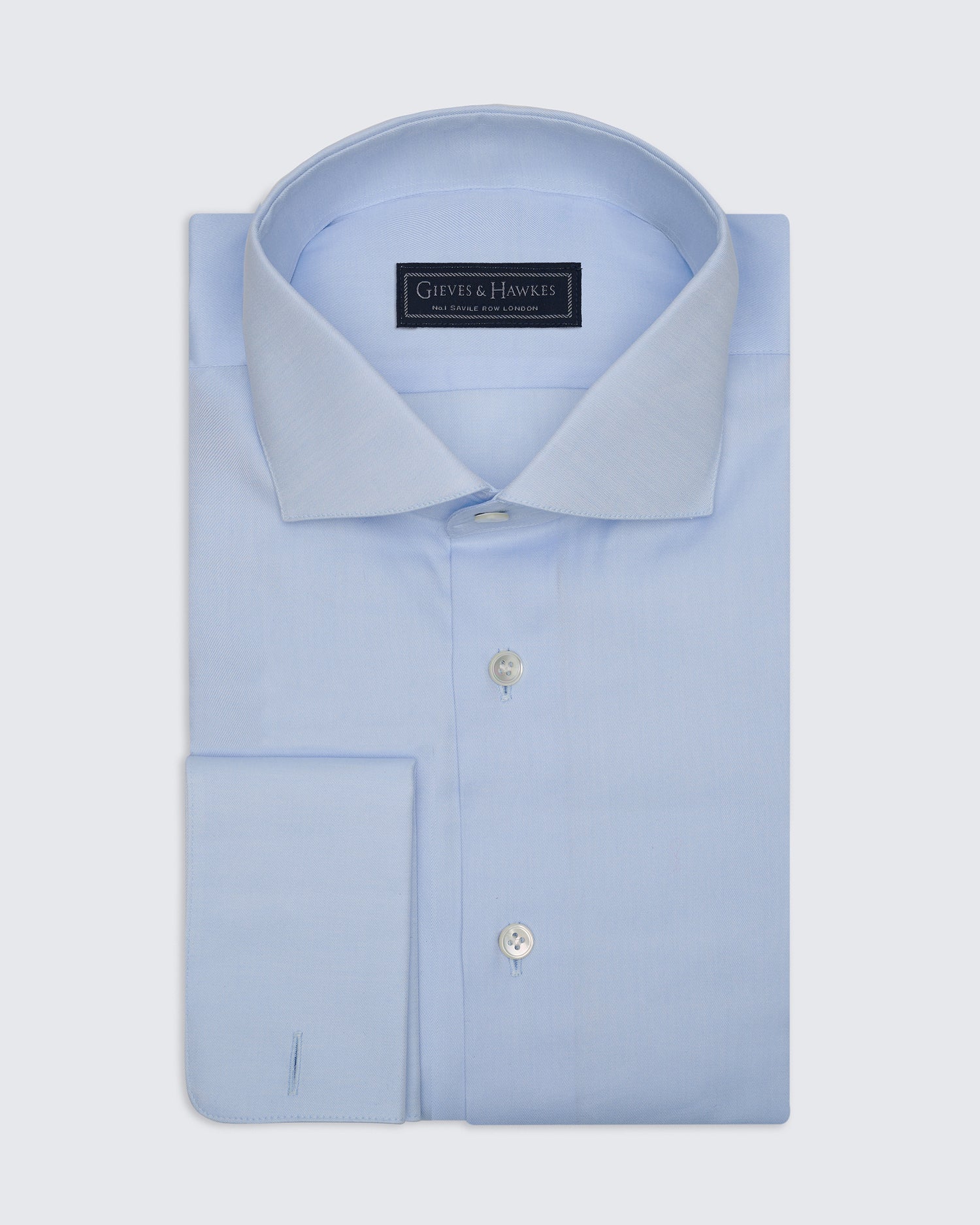 Mawbey Cotton Cut Away Double Cuff Shirt Blue