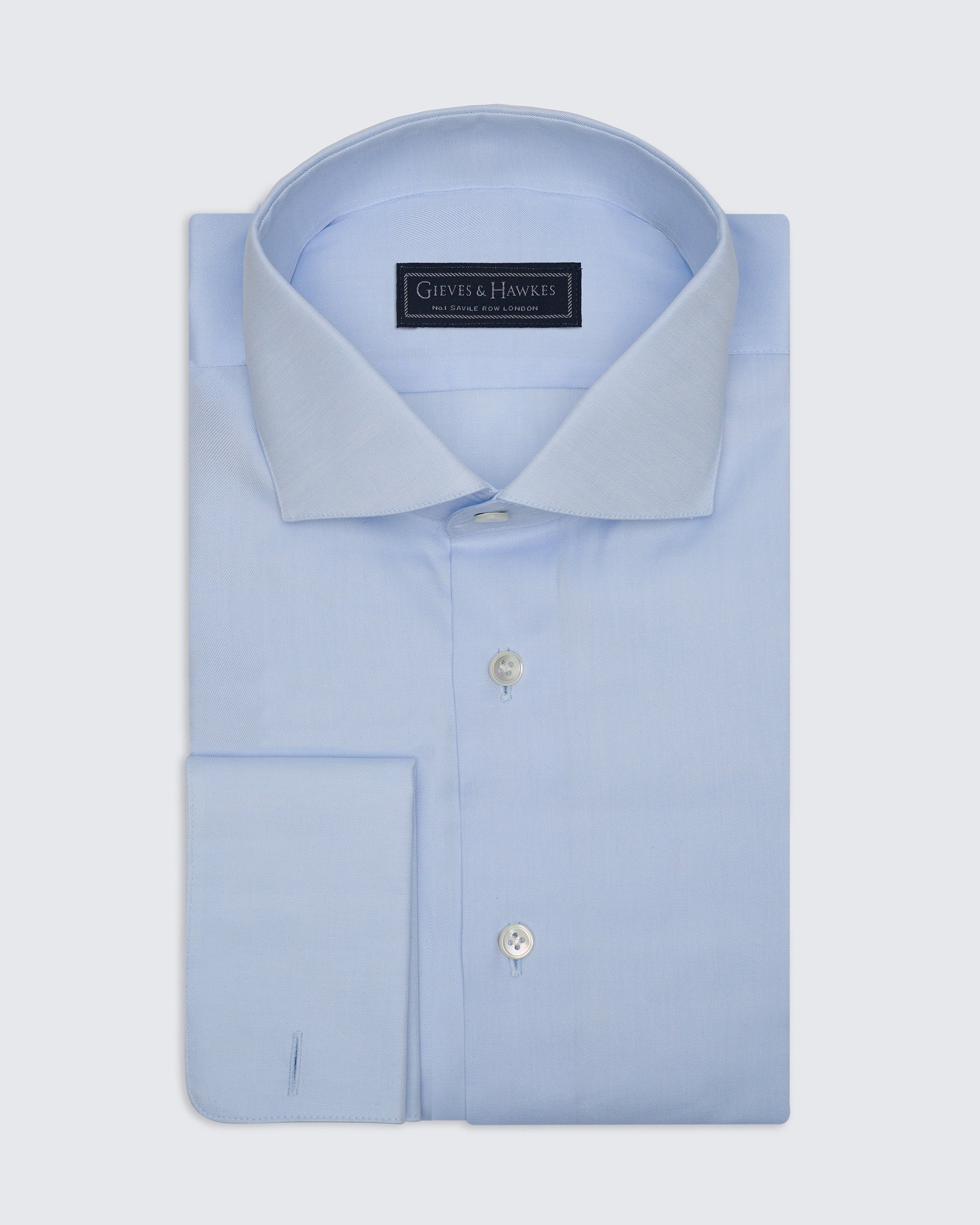 Mawbey Cotton Cut Away Double Cuff Shirt Blue