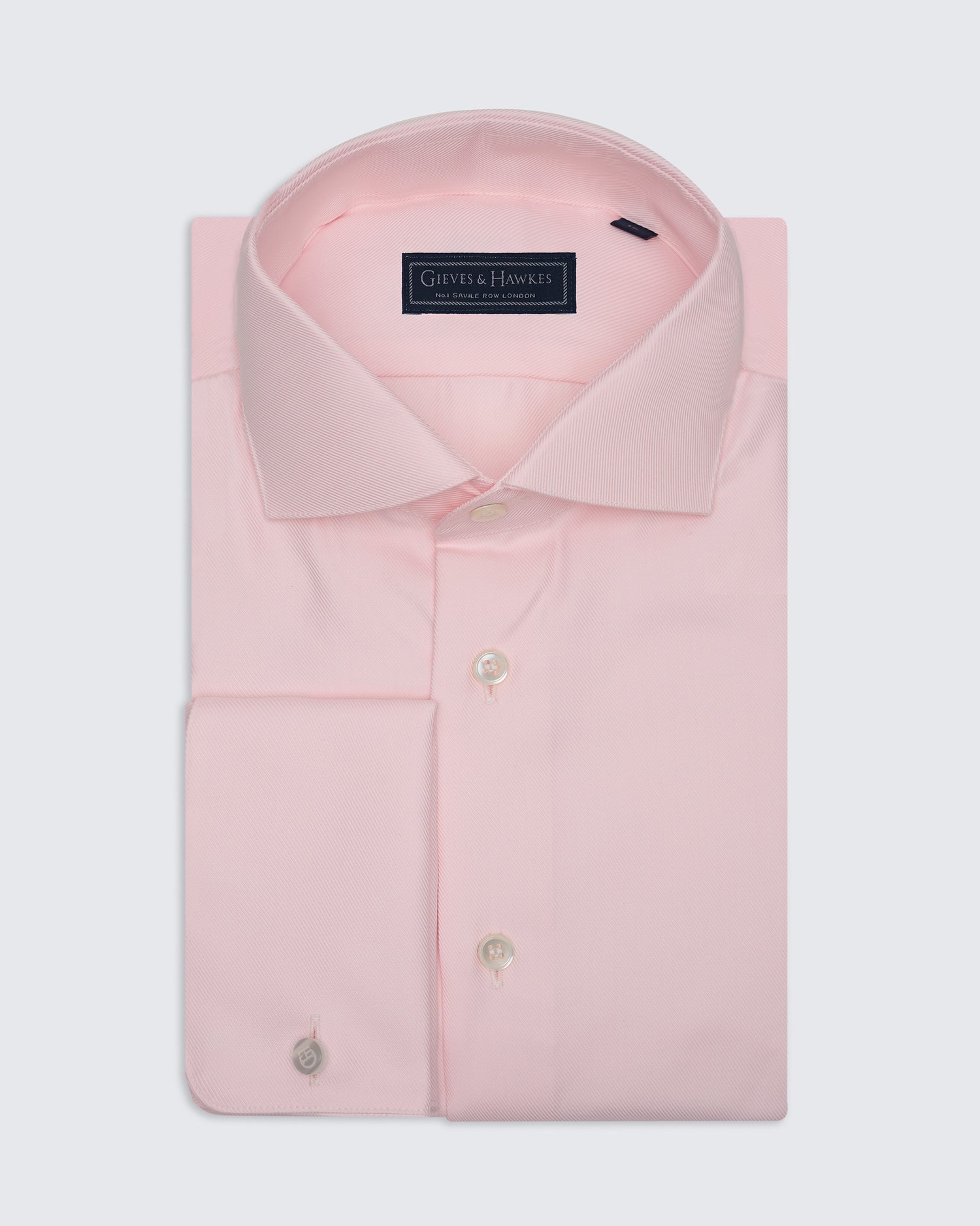 Mawbey Cotton Twill Double Cuff Shirt Pink