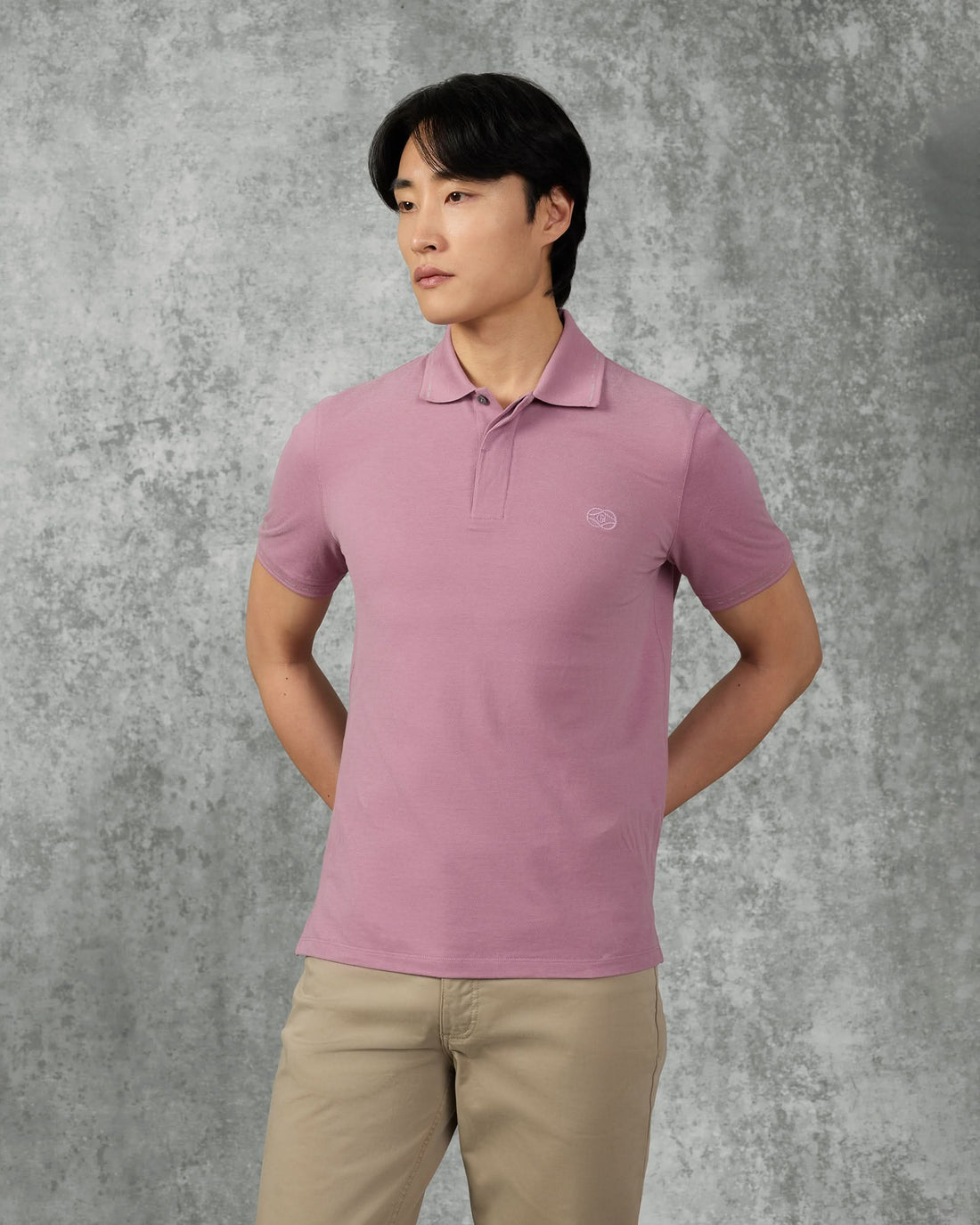 Martin Cotton &amp; Silk Short Short Sleeve Jersey Polo Shirt Mauve