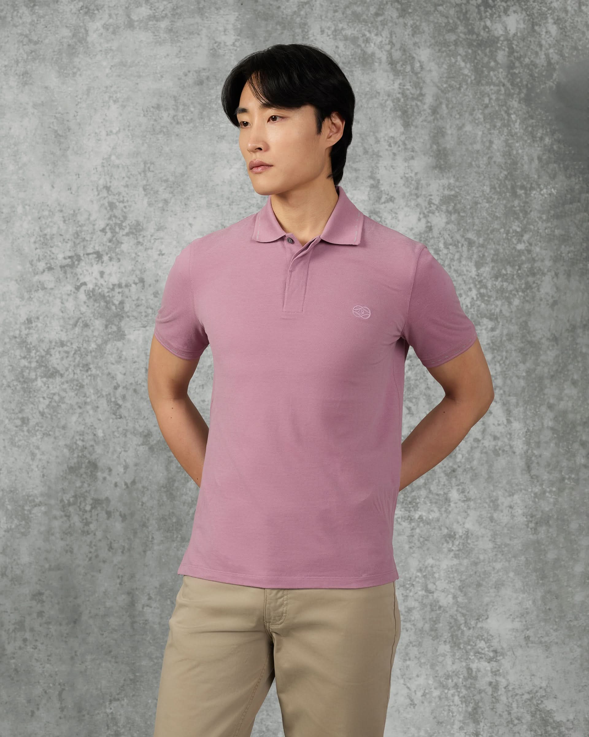 Martin Cotton &amp; Silk Jersey Polo Shirt Mauve