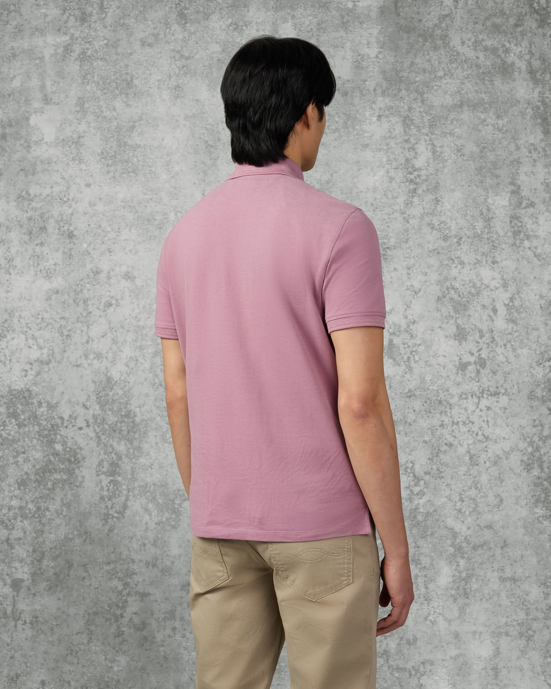Martin Cotton &amp; Silk Short Short Sleeve Jersey Polo Shirt Mauve