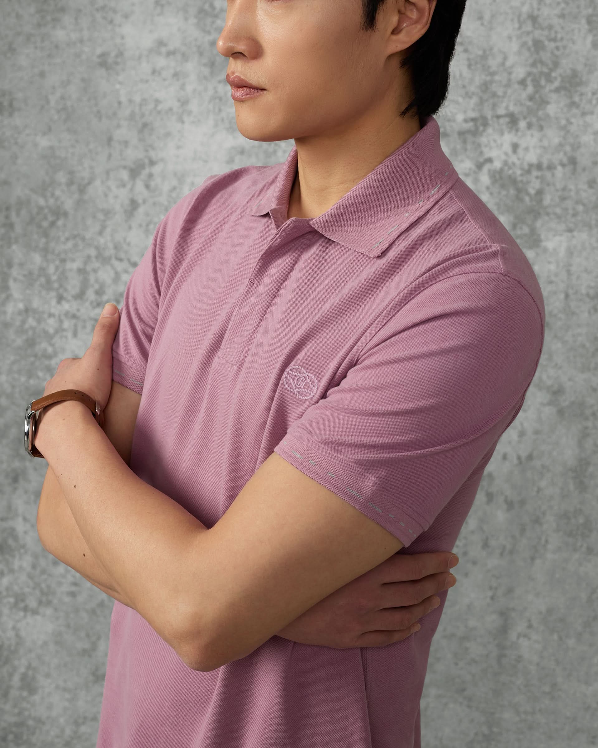 Martin Cotton &amp; Silk Jersey Polo Shirt Mauve