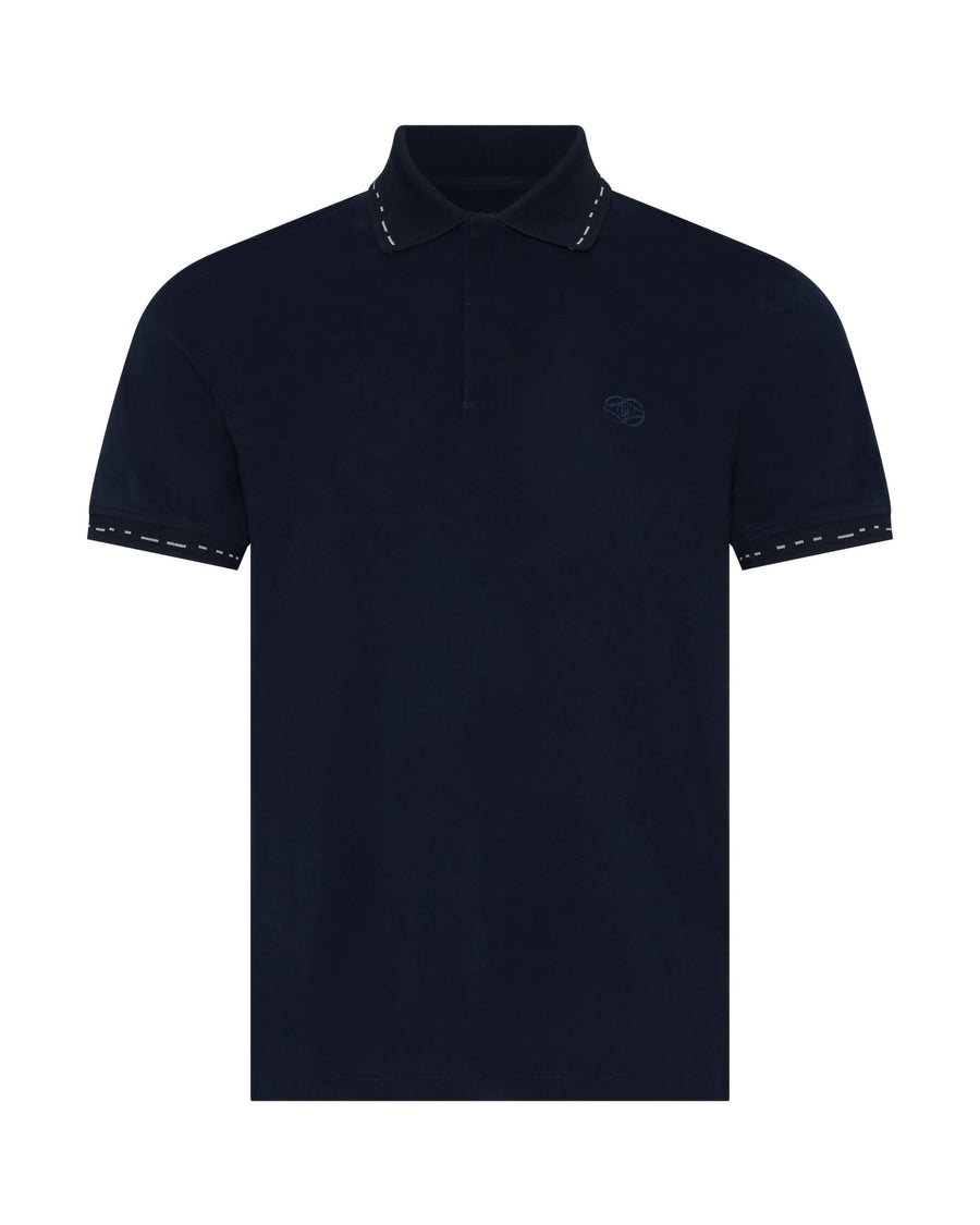 Martin Cotton & Silk Jersey Polo Shirt Navy