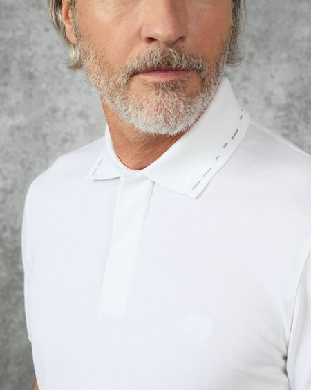 Martin Cotton & Silk Jersey Polo Shirt White