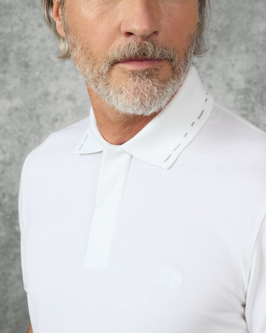 Martin Cotton & Silk Jersey Polo Shirt White