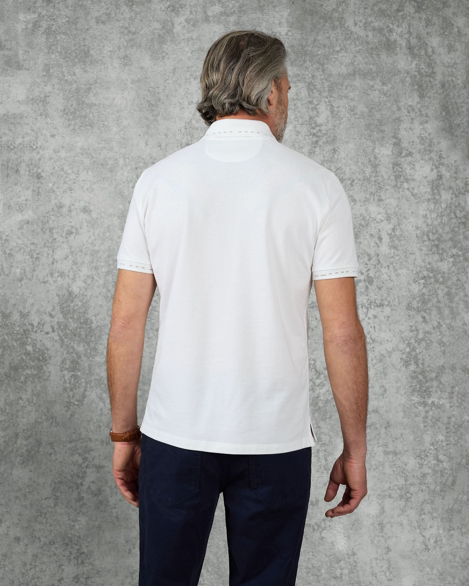 Martin Cotton &amp; Silk Short Sleeve Jersey Polo Shirt White
