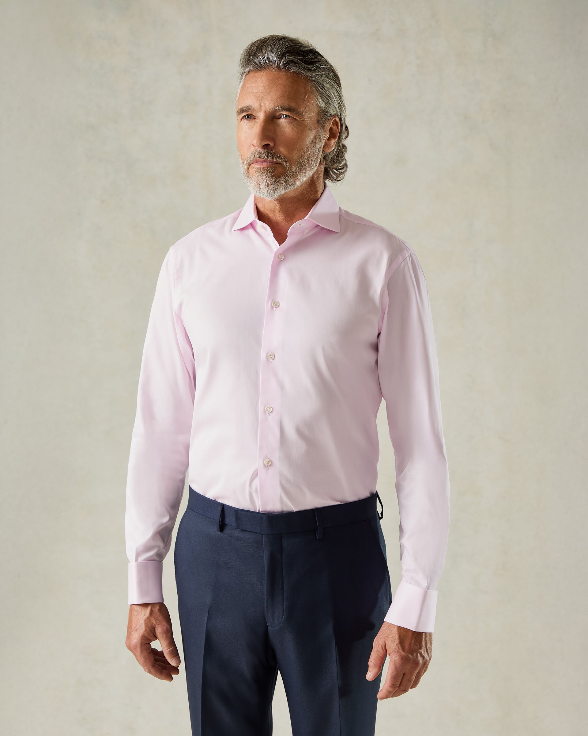 Mawbey Cotton Twill Double Cuff Shirt Pink