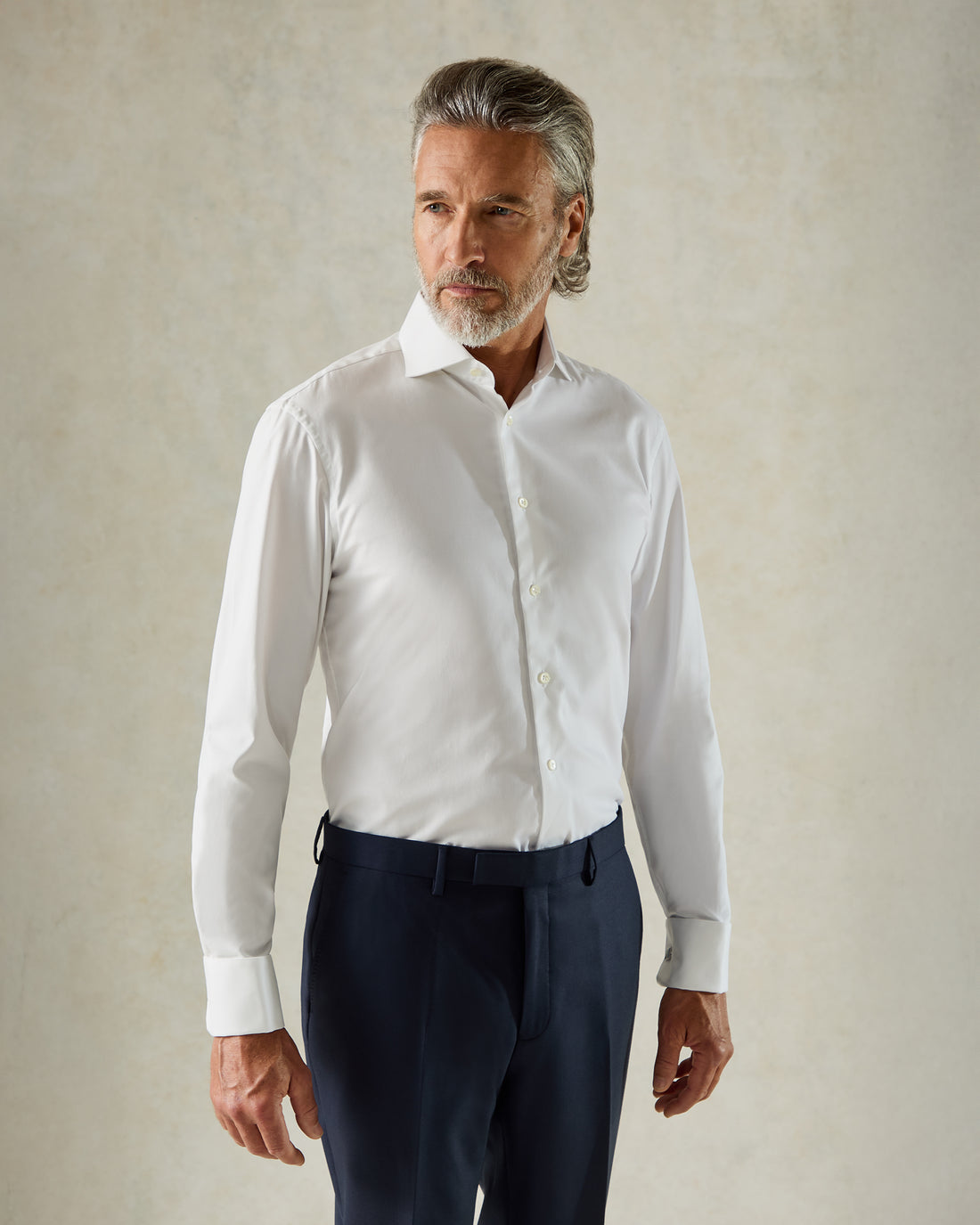 Mawbey Cotton Twill Double Cuff Shirt White