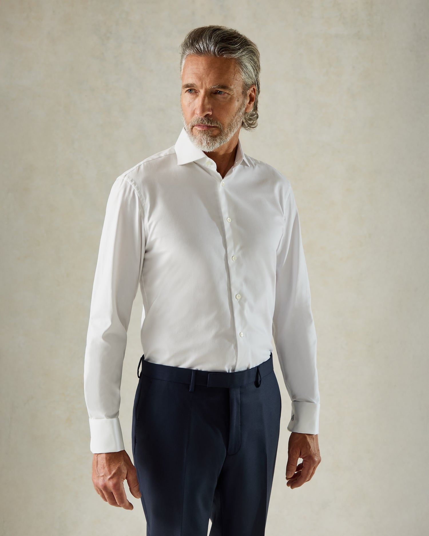 Mawbey Cotton Twill Double Cuff Shirt White