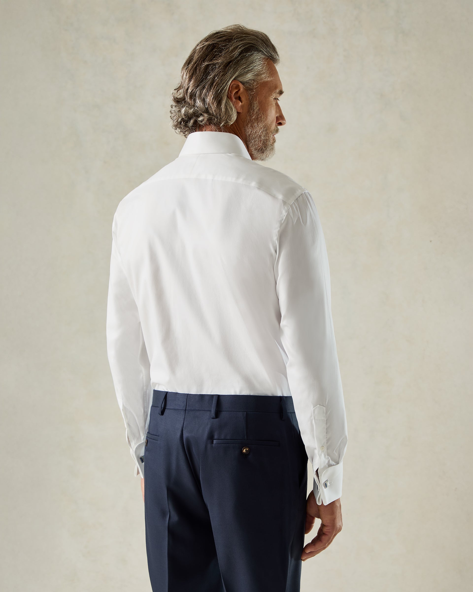 Mawbey Cotton Twill Double Cuff Shirt White