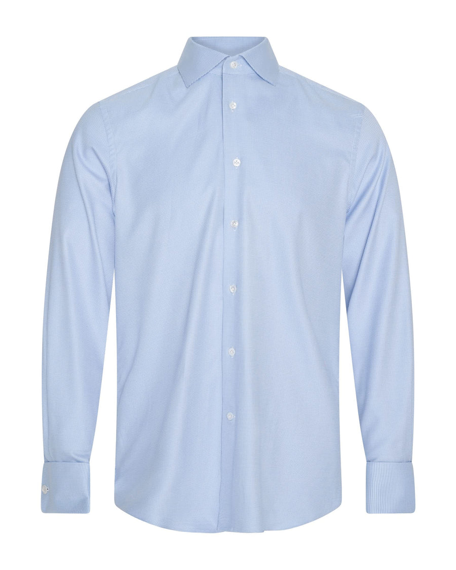 Mawbey Cotton Cut Away Double Cuff Shirt Blue