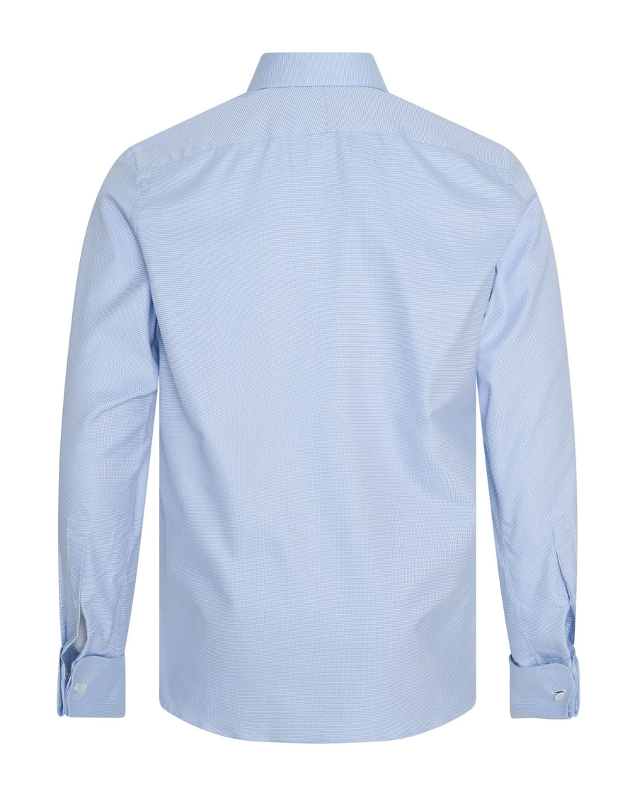 Mawbey Cotton Cut Away Double Cuff Shirt Blue