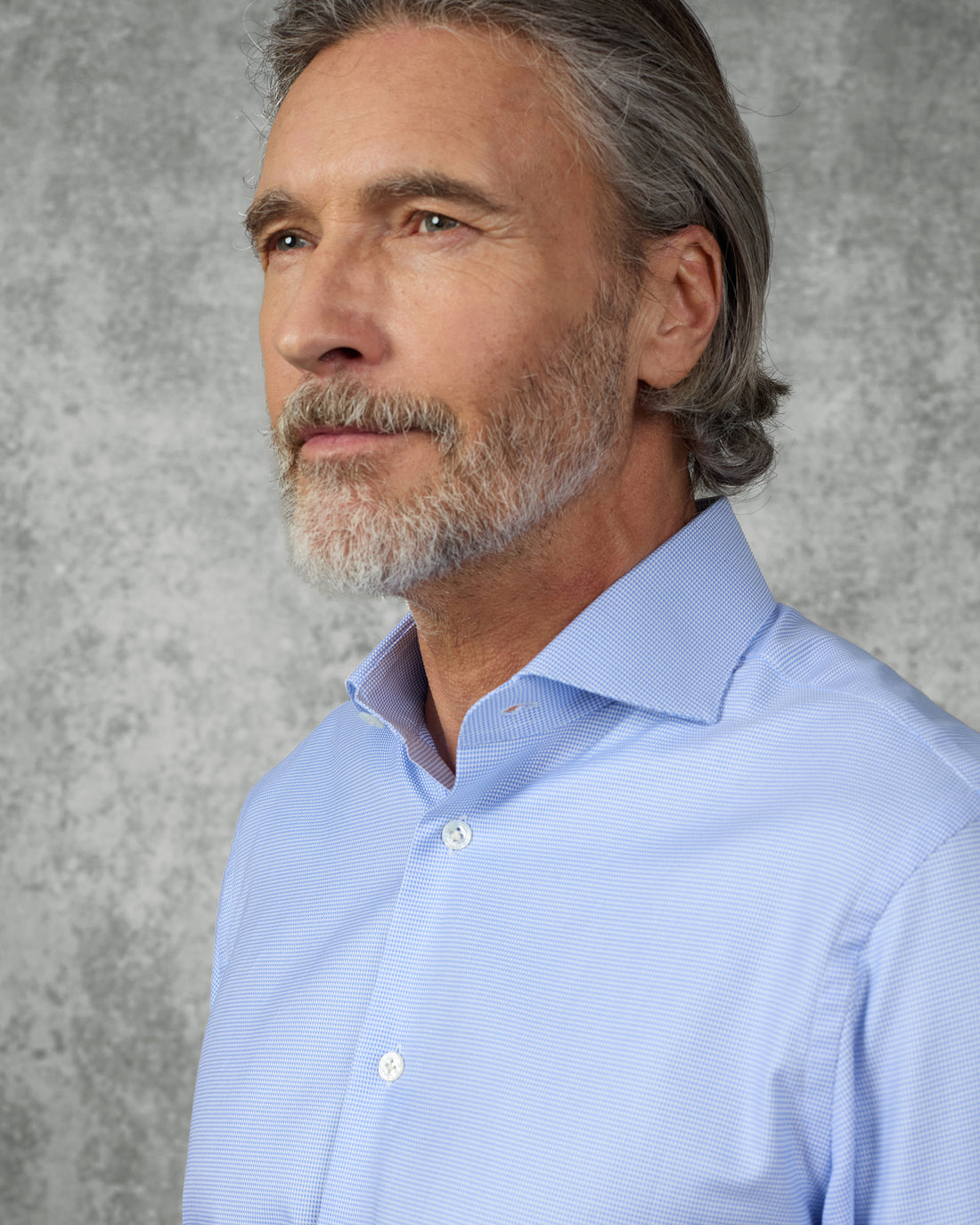 Mawbey Cotton Cut Away Double Cuff Shirt Blue