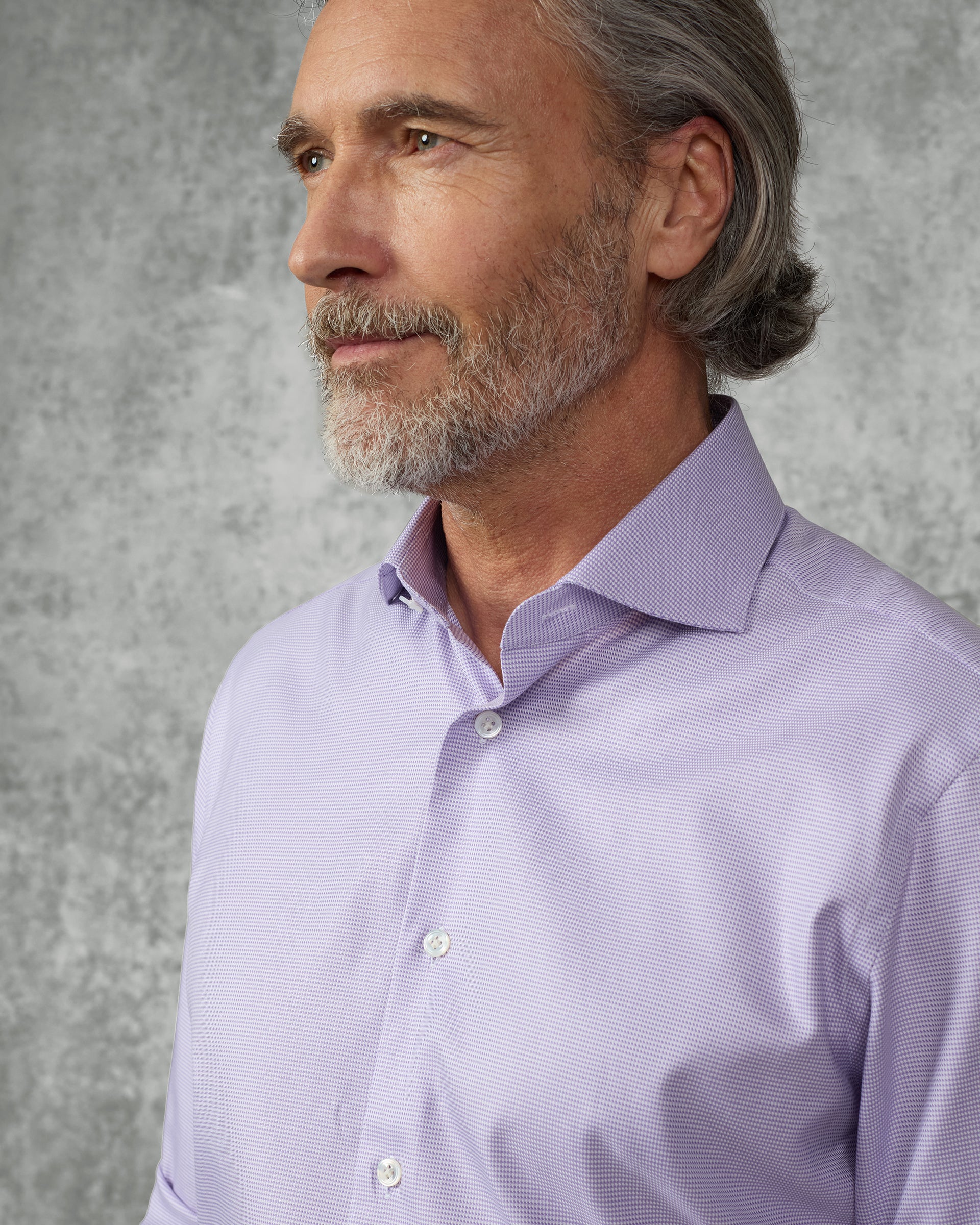 Mawbey Cotton Cut Away Double Cuff Shirt Lilac