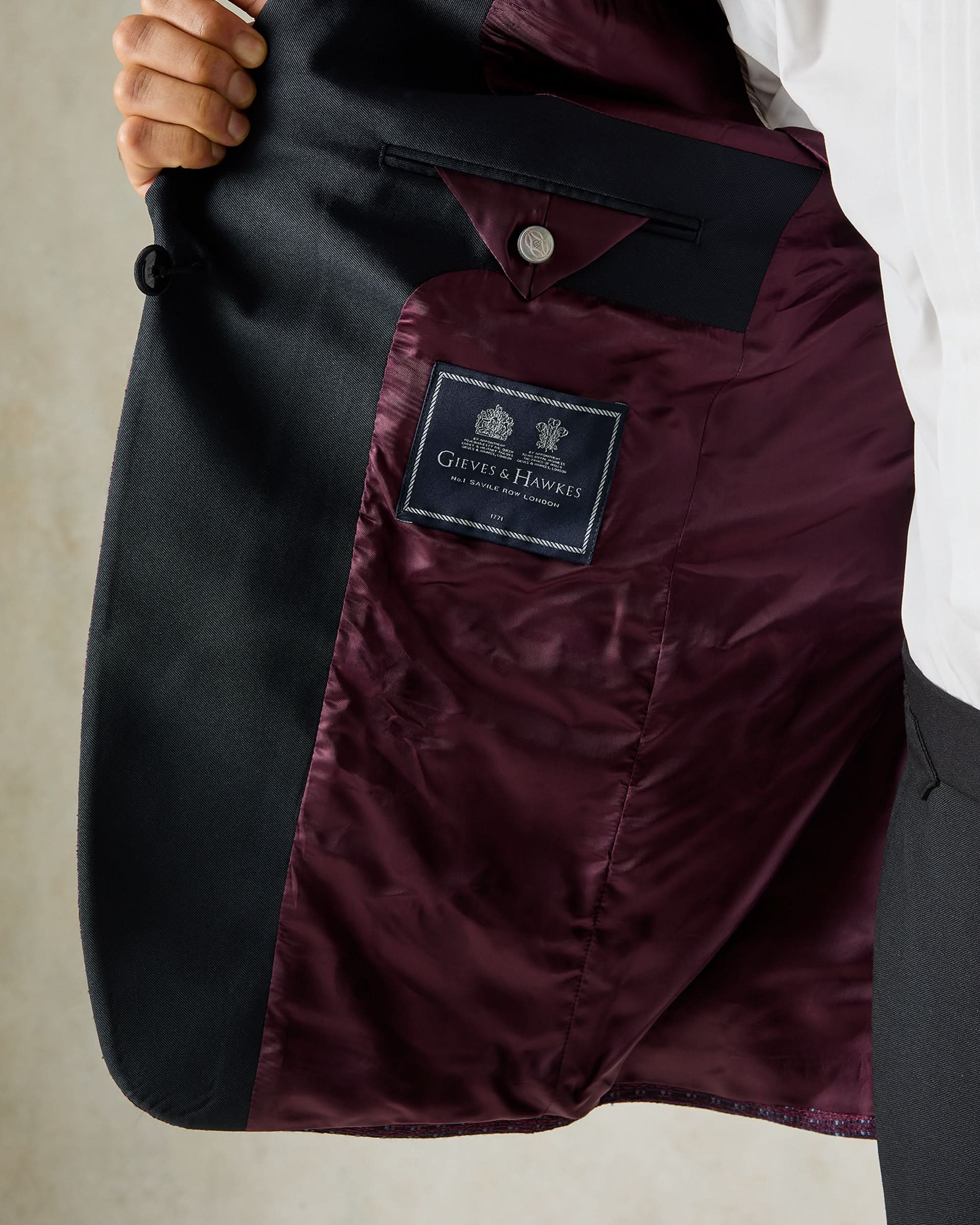 Morse Silk Linen Jacquard Shawl Dinner Jacket Burgundy