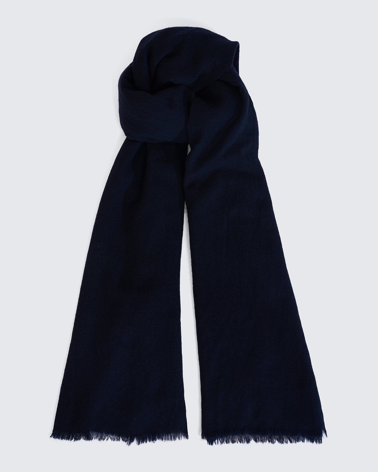 Shand Cashmere &amp; Silk Scarf Navy Plain