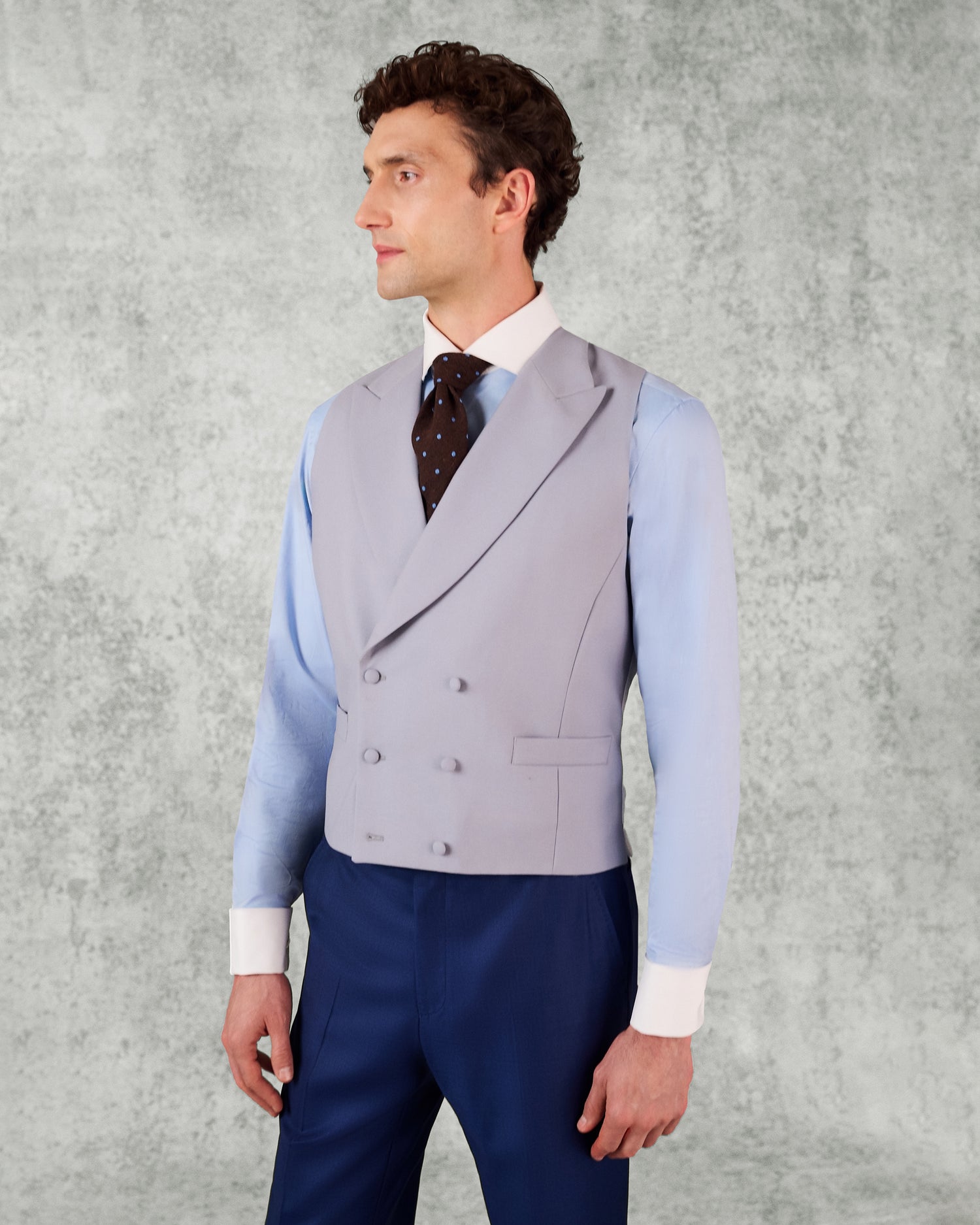Nicholson Wool Double Breasted Waistcoat Grey