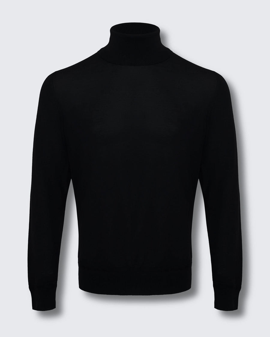 Osborne Merino Wool Silk Cashmere Roll Neck Knit