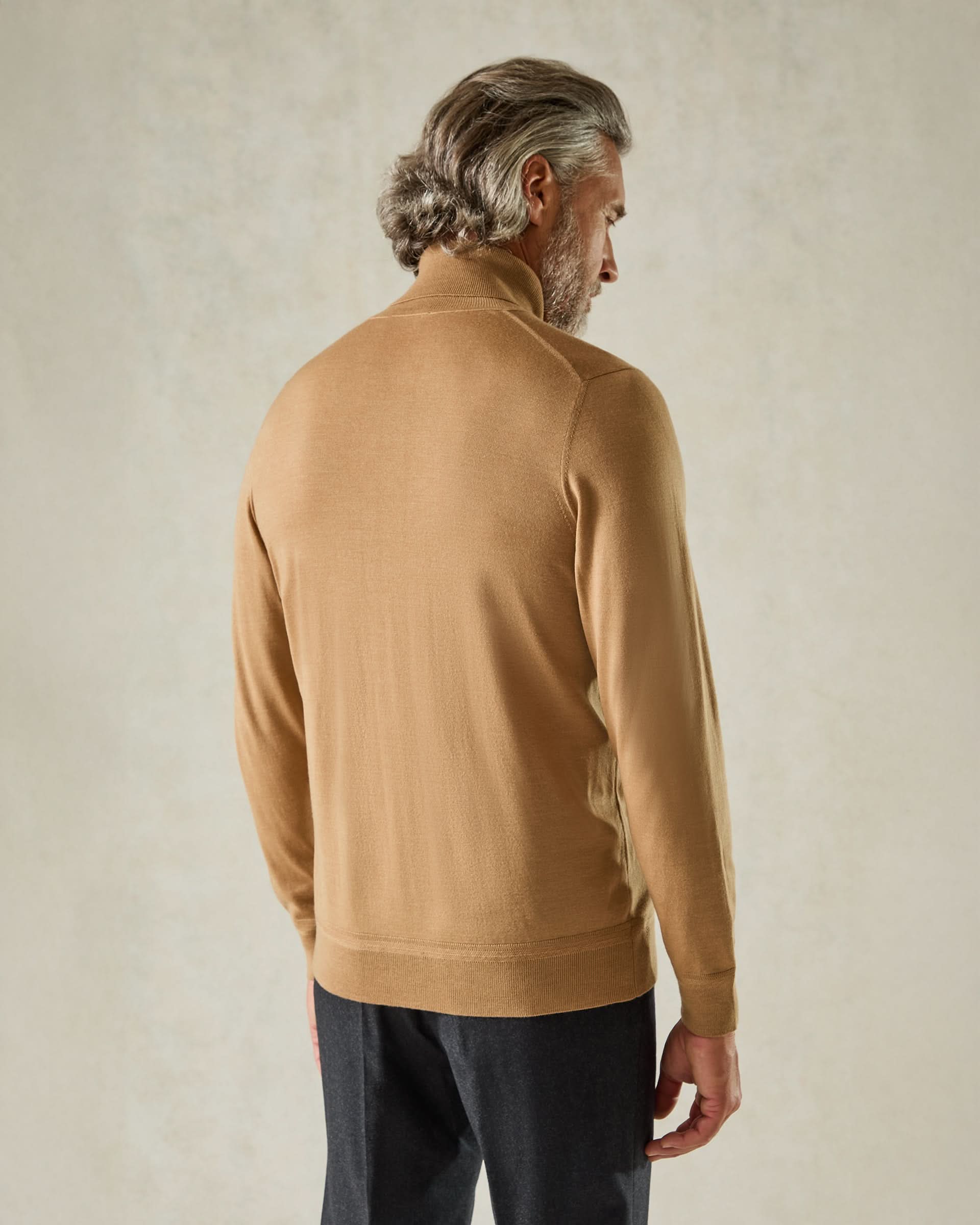 Osborne Merino Wool Roll Neck Knit Tan