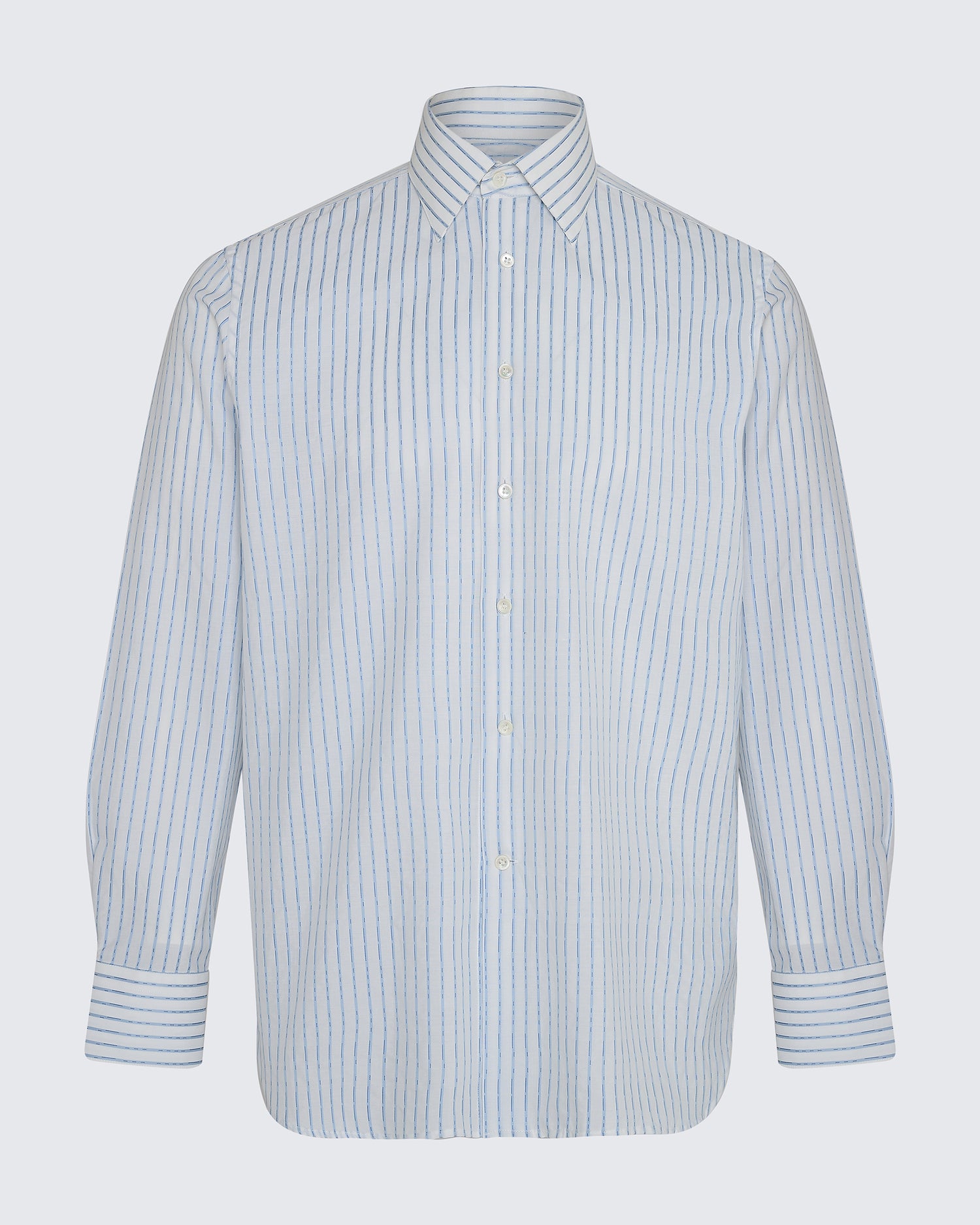 Pennell Cotton Morse Code Stripe Shirt Sky Blue
