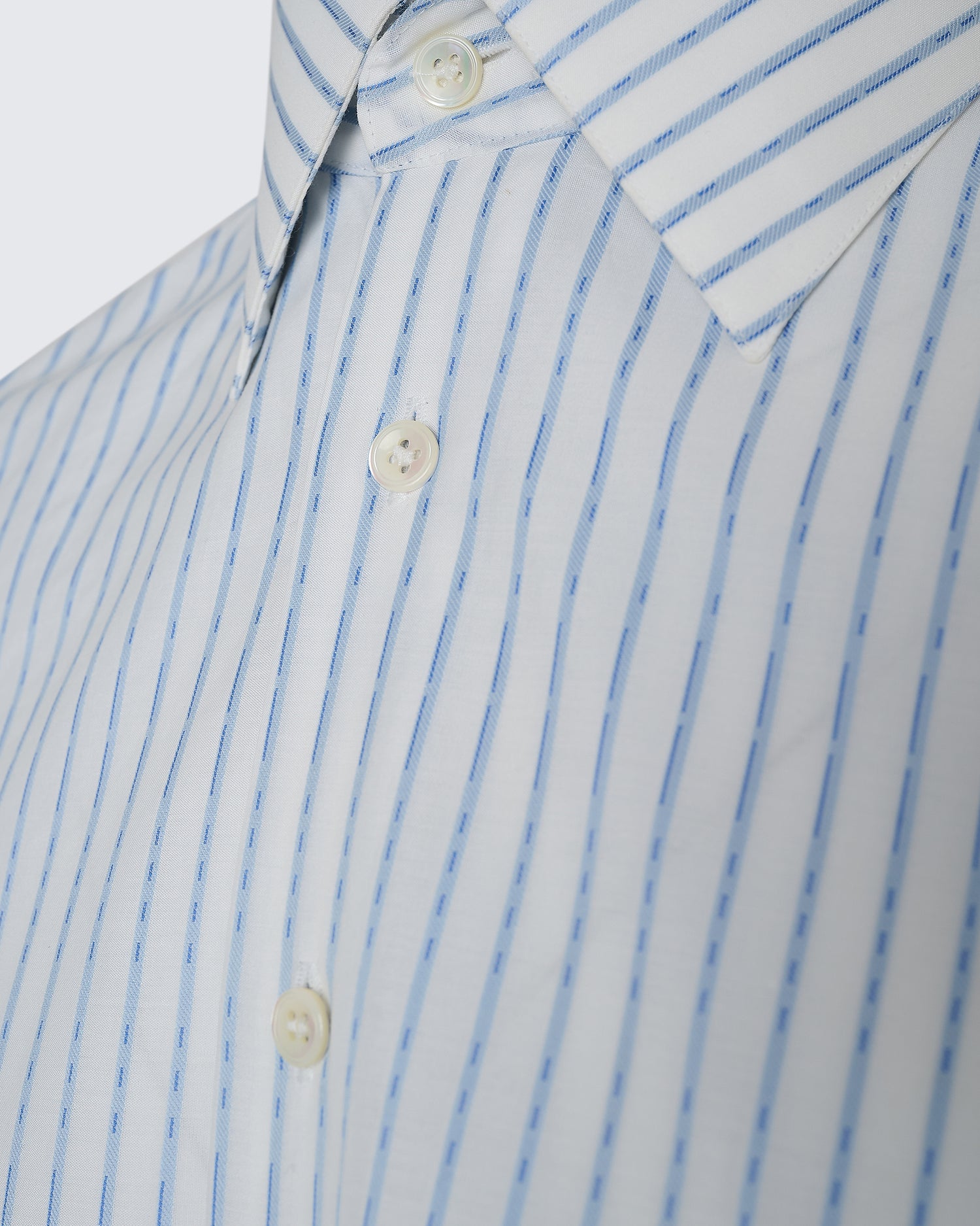 Pennell Cotton Morse Code Stripe Shirt Sky Blue