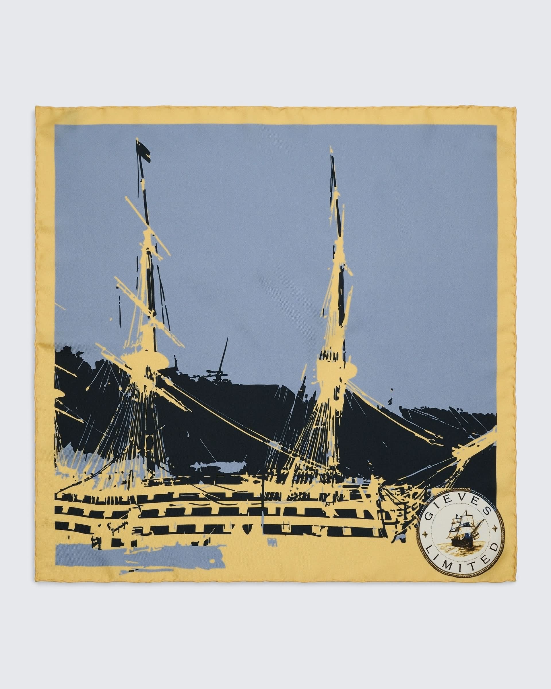 Barne Silk HMS Victory Pocket Square Yellow