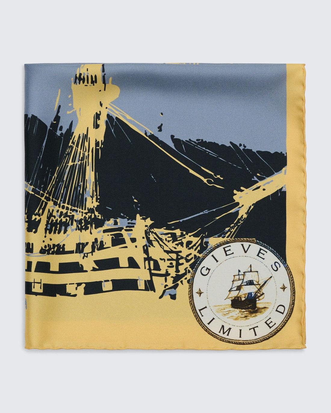 Barne Silk HMS Victory Pocket Square Yellow