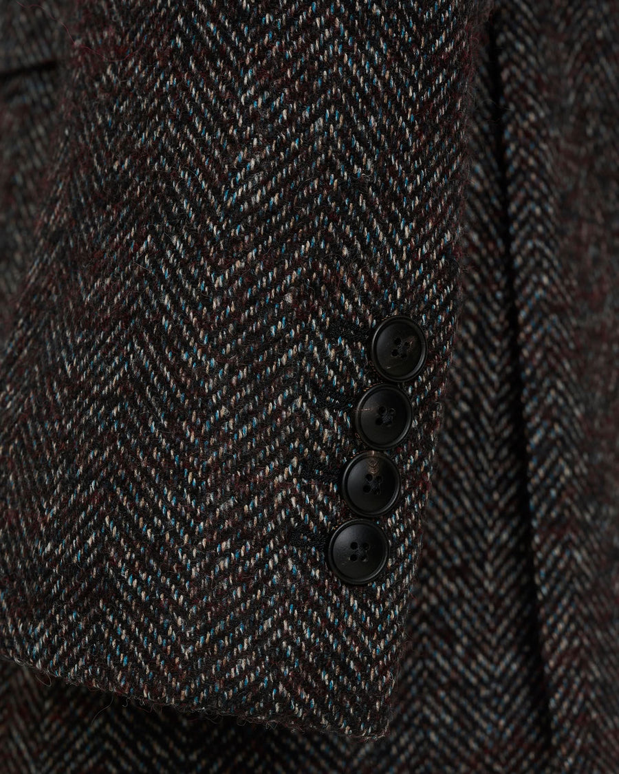 Poynter Wool Alpaca Herringbone Blazer Burgundy