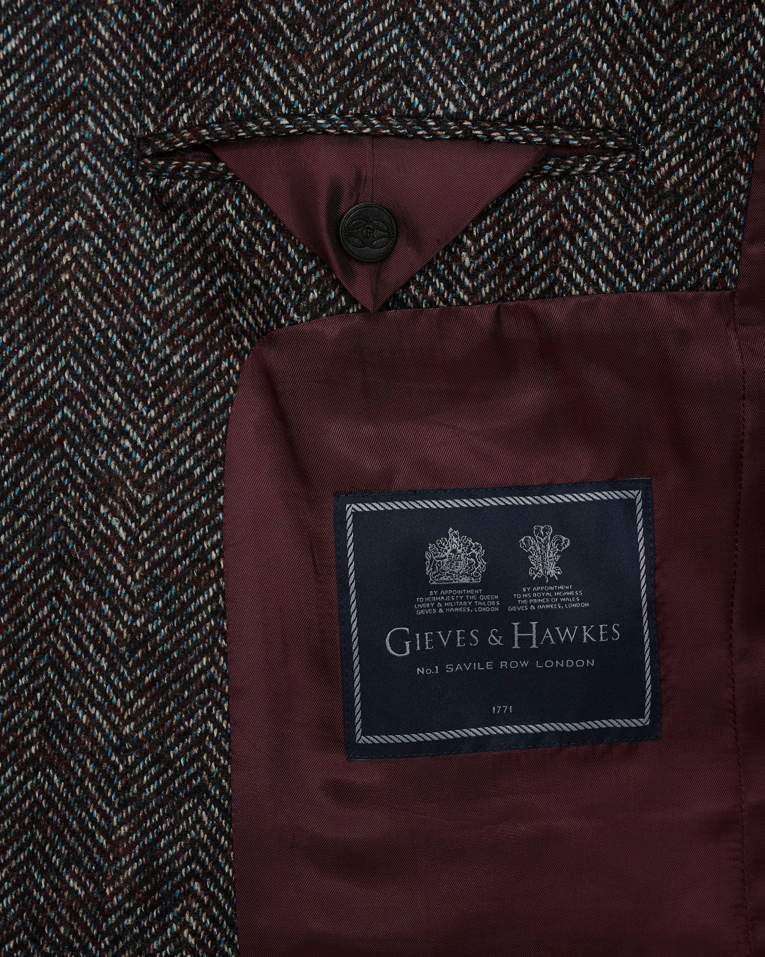 Poynter Wool Alpaca Herringbone Blazer Burgundy