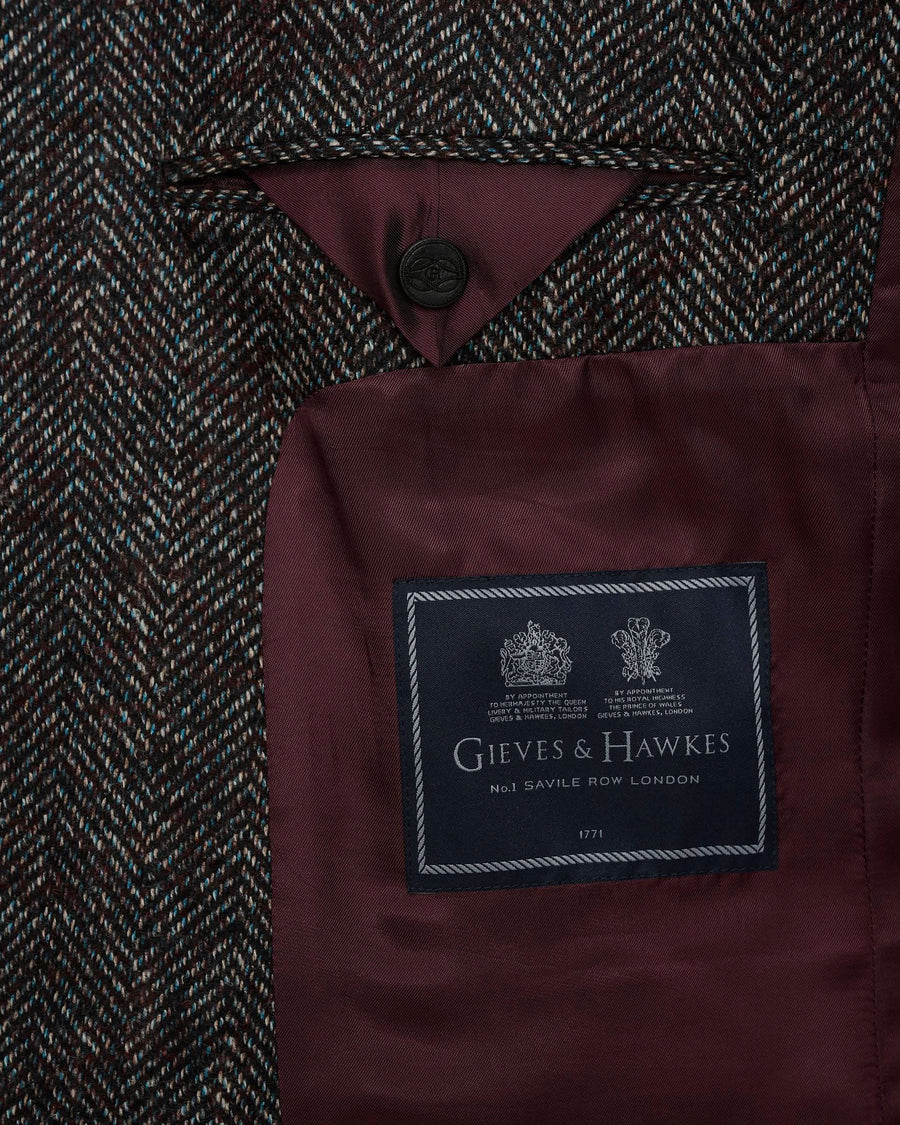 Poynter Wool Alpaca Herringbone Blazer Burgundy
