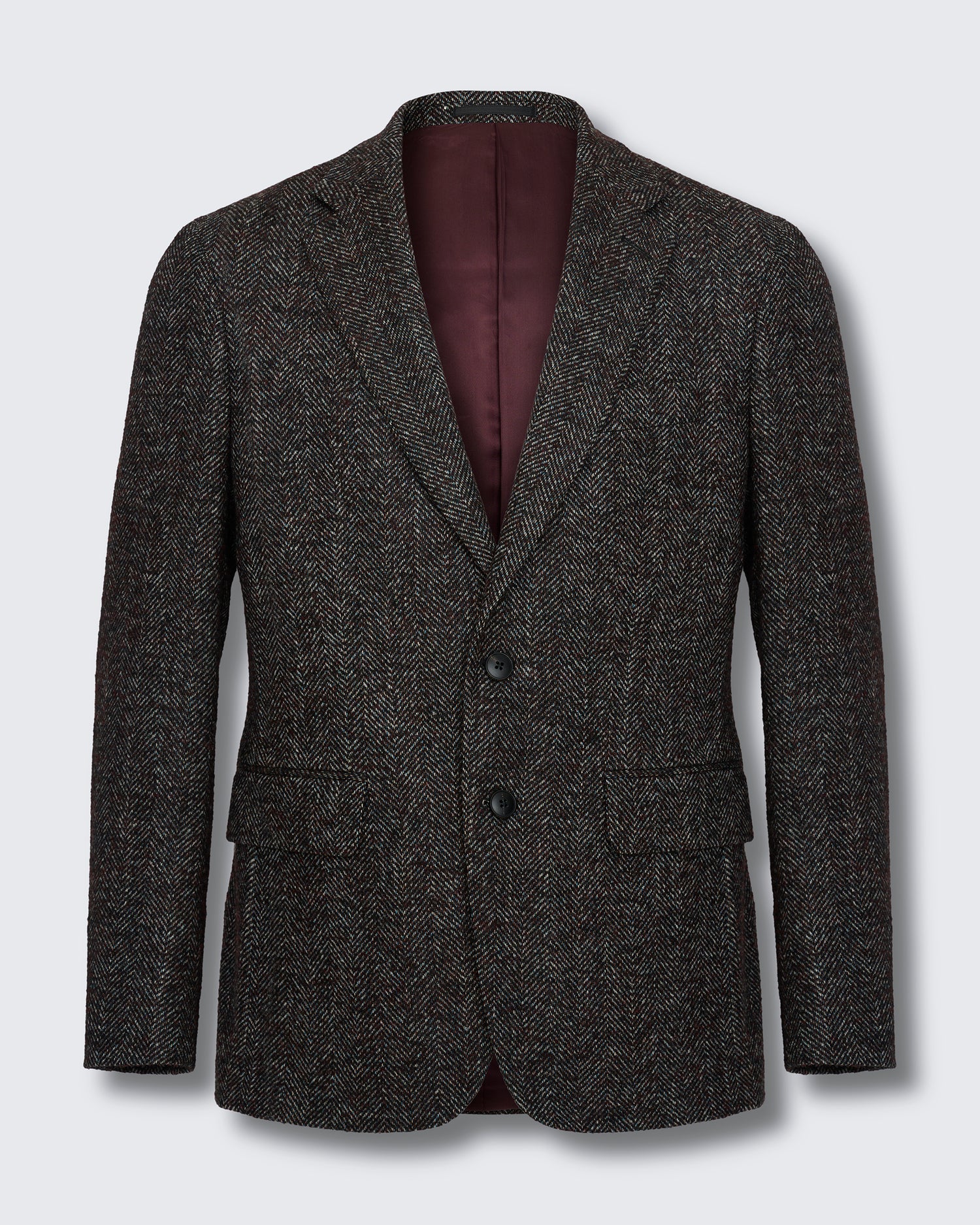Poynter Wool Alpaca Herringbone Blazer Burgundy